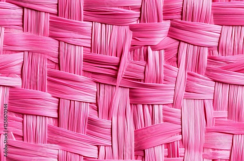 Pink woven texture background, pink straw pattern, seamless pink woven fabric