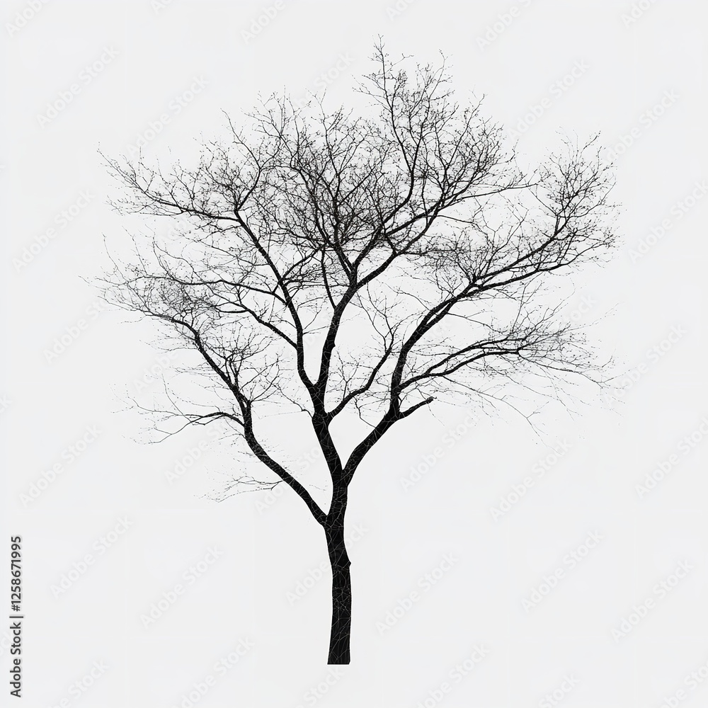 Bare Winter Tree Silhouette Isolated on White Background Simple Elegant Nature Photography Graphic Design Element Perfect for Winter Holiday Projects Bare Winter Tree Silhouette Isolated on White Background Simple Elegant Nature Photography Graphic Design Element Perfect for Winter Holiday Projects