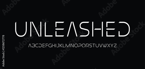 Unleashed, Abstract minimal modern alphabet fonts. Typography technology electronic digital music future creative font. vector illustration eps 10
