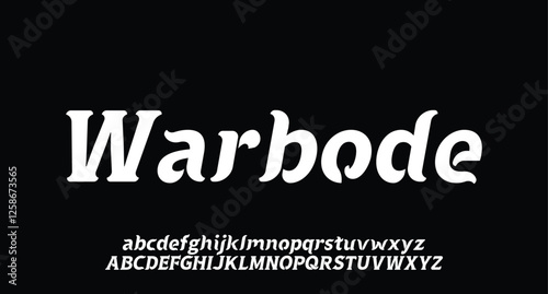 Warbode, Abstract Fashion font alphabet. Minimal modern urban fonts for logo, brand etc. Typography typeface uppercase lowercase and number. vector illustration
