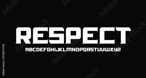 RespDigital urban alphabet, bold Futurism style letters. Geometric font with cutting line inside letters. Type for modern futuristic logo, headline, monogram and typography. Vector typographic design
