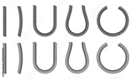 metal spring icon set, wire coil, vector illustration isolated on white background.