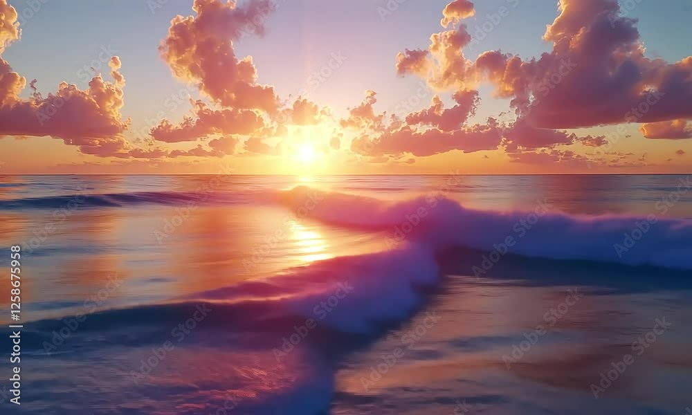 Ocean sunset waves sunrise coastal landscape