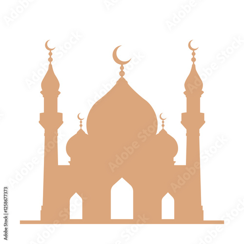 Silhouette of a mosque perfect for religious designs, Ramadan greetings, cultural diversity concepts, travel brochures, and architecture themed projects