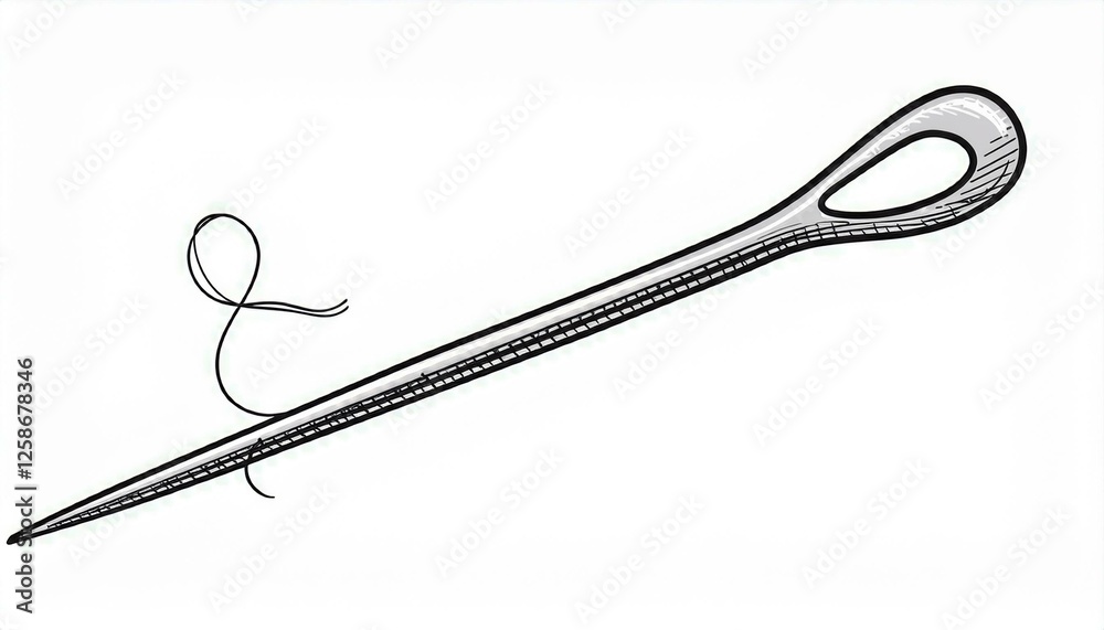 Tailor needle with thread. Hand drawn doodle sketch style sewing needle element. Craft, embroidery tool for textile, sewing shop design. perfect any project. Tailor needle with thread. Hand drawn doodle sketch style sewing needle element. Craft, embroidery tool for textile, sewing shop design. perfect any project.