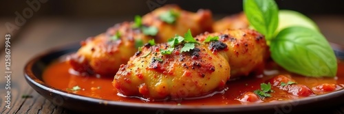 Chicken tikka cooked in a flavorful tomato-based gravy, marinated chicken, garam masala
