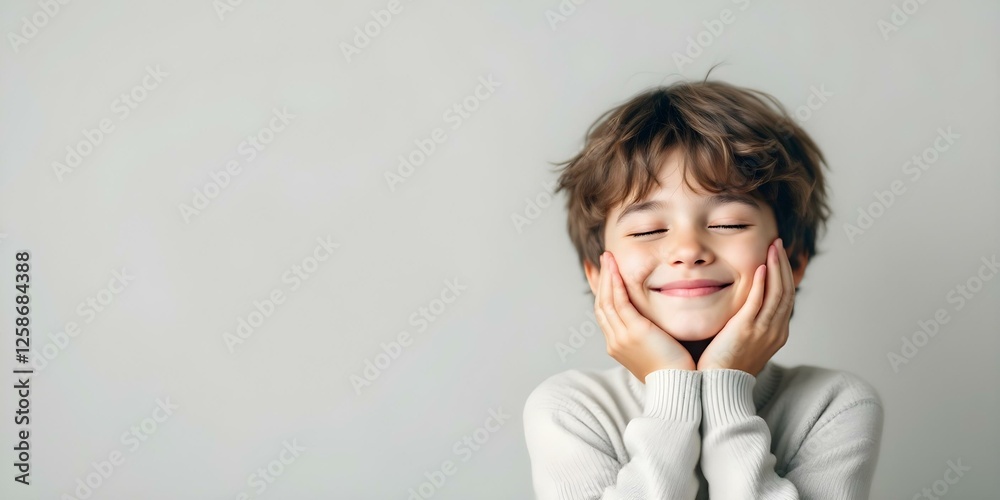 A Happy and Relaxed Boy with a Gentle Smile Poses for a Serene Social Media Banner A Happy and Relaxed Boy with a Gentle Smile Poses for a Serene Social Media Banner