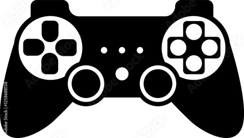 Games icon vector. Gamepad new concept. Black and white game controller symbol trendy flat and simple style icon for web site design, logo, app, game UI isolated on white background.