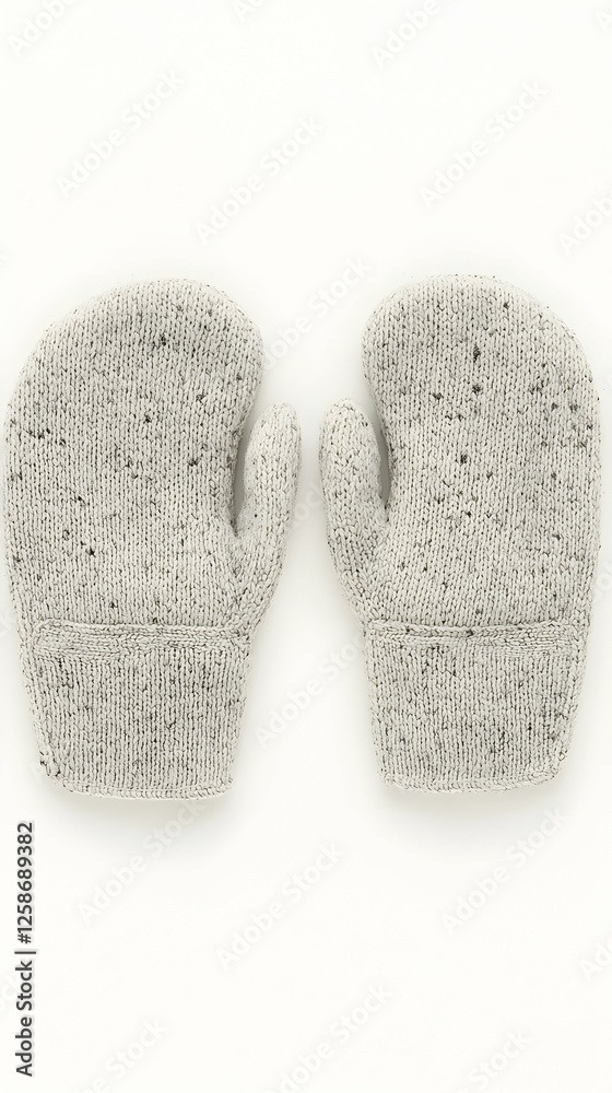 Warm speckled mittens for winter, isolated on white background, ideal for kids' fashion or winter accessories websites Warm speckled mittens for winter, isolated on white background, ideal for kids' fashion or winter accessories websites