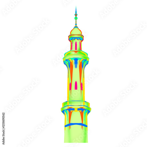 colorful mosque tower vector illustration without background