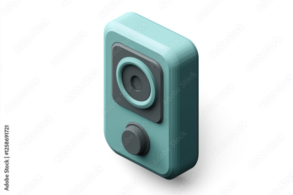 Fototapeta premium 3D doorbell icon, minimalist design for modern doorbell on white background.