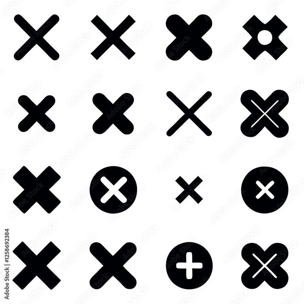 Collection of Black and White X Marks icon design Collection of Black and White X Marks icon design