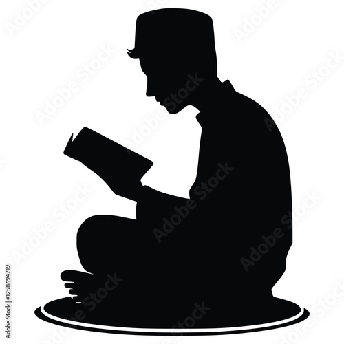 Silhouette youth reciting quran generative ai