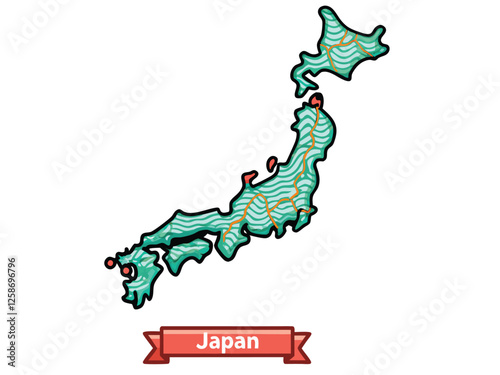 Create an infographic-style vector map of Japan highlighting major cities, prefectures, and geographical features.  Use a clean, modern aesthetic.