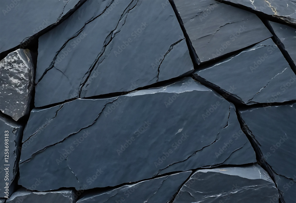 Dark blue slate background with rough, cracked layers of stone creating a natural, rough surface Dark blue slate background with rough, cracked layers of stone creating a natural, rough surface