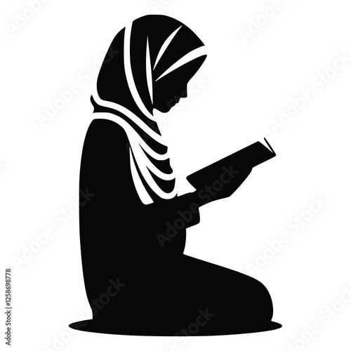 Silhouette youth reciting quran generative ai