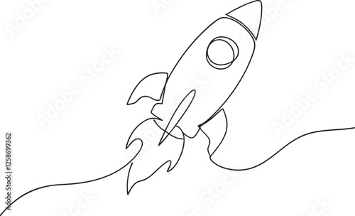 SingleLine Rocket Drawing Spacecraft Launch, Startup, Innovation
