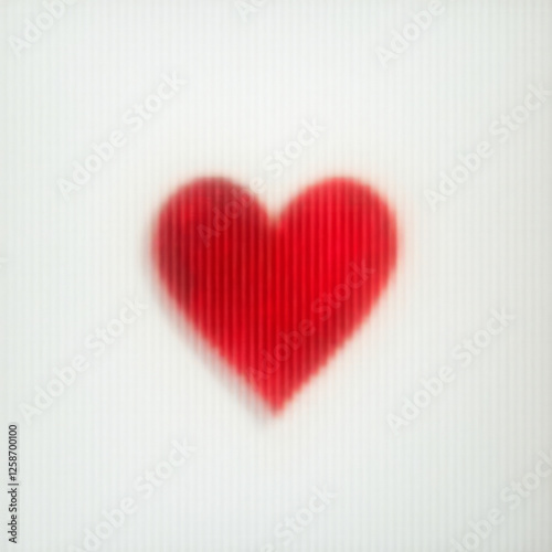 Distorted Red Heart Viewed Through Clear Glass Pane