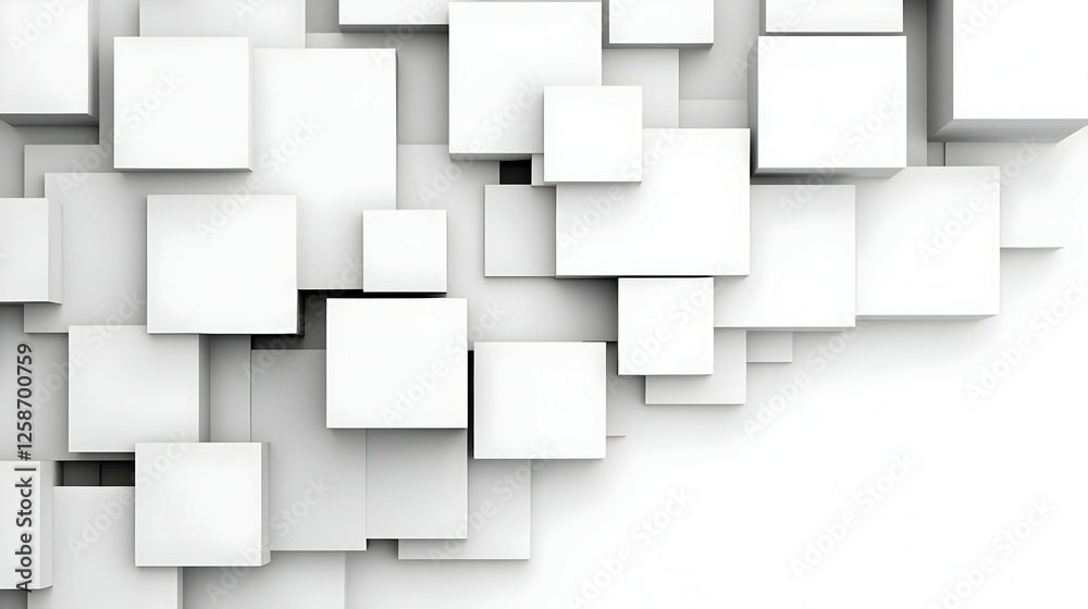 Obraz premium Abstract Composition of White Cubes on White Background