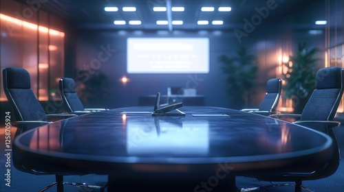 Modern Conference Room: Sleek, Dark Ambiance for Business Meetings