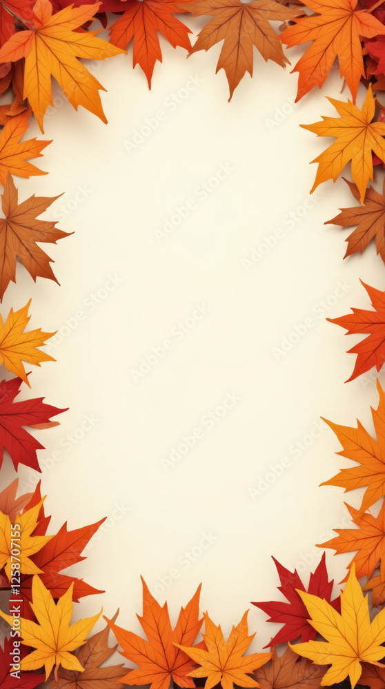 Autumn Leaves Border with Empty Space in the Center Autumn Leaves Border with Empty Space in the Center