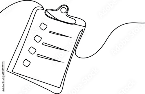 Checklist Clipboard, SingleLine Drawing, Task Management, Planning, Organization, ToDo List, Product
