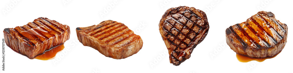 Grilled meat cuts on a black background Grilled meat cuts on a black background