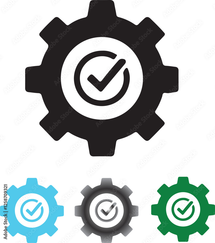 settings icon tick mark with settings icon tick mark with