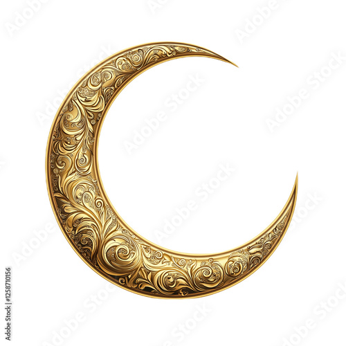 High Resolution Golden Crescent Moon