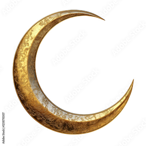 Golden Crescent Moon High Quality Transparent Image