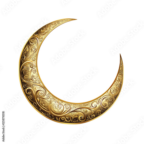 Stunning Gold Crescent Moon Transparent Background