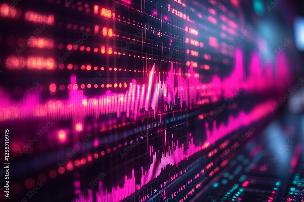 Holographic glowing financial data charts generated with AI Holographic glowing financial data charts generated with AI