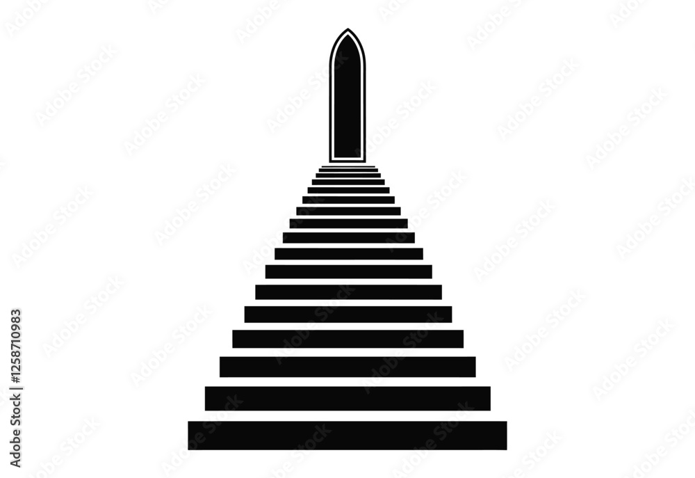 Black Staircase Icon with Balustrade vector illustration