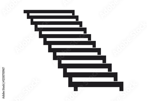 Black Staircase Icon with Balustrade vector illustration