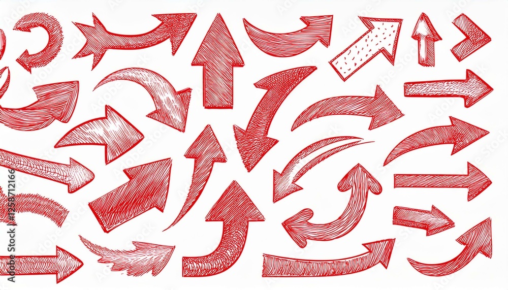 Arrow vector red hand drawn sketch icon set. Doodle sketch drawn red direction element set. Pencil doodle line graphic design elements. Handwritten direction arrow background. perfect any project. Arrow vector red hand drawn sketch icon set. Doodle sketch drawn red direction element set. Pencil doodle line graphic design elements. Handwritten direction arrow background. perfect any project.