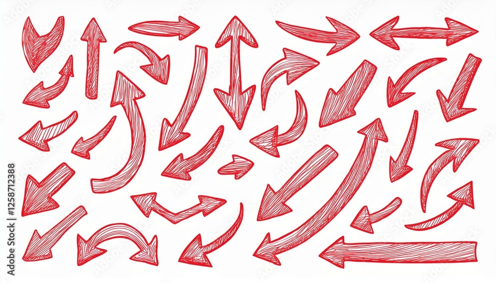 Arrow vector red hand drawn sketch icon set. Doodle sketch drawn red direction element set. Pencil doodle line graphic design elements. Handwritten direction arrow background. perfect any project. Arrow vector red hand drawn sketch icon set. Doodle sketch drawn red direction element set. Pencil doodle line graphic design elements. Handwritten direction arrow background. perfect any project.