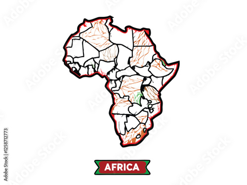 Create a clean, minimalistic vector map of Africa showing all country names.  Prioritize readability and a modern aesthetic.