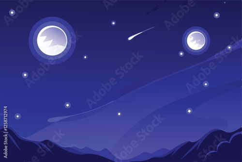 Wallpaper Mural Create a minimalistic vector illustration of a night sky featuring a simplified, stylized depiction of stars and a crescent moon.  Focus on clean lines and a dark blue color palette. Torontodigital.ca