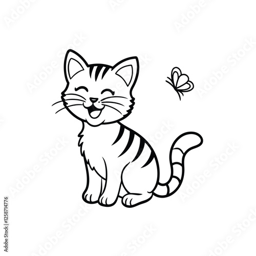 cat playing with butterfly