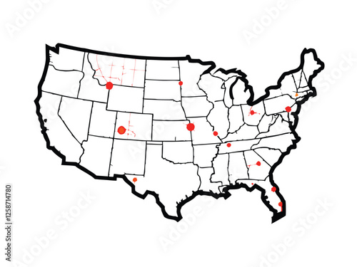 Create a high-resolution monochrome vector map of North America, highlighting major cities and geographical features.  Include clean lines and clear labeling.