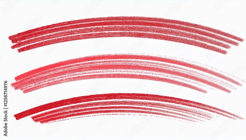 Obraz premium Crayon brush stroke red underline. Chalk pen highlight stroke. Vector hand drawn brush underline element set for accent, crayon texture emphasis element. Red chalk perfect any project.