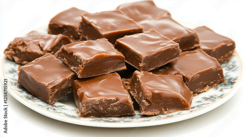 Rich Chocolate Fudge Squares Stacked on a Plate Rich Chocolate Fudge Squares Stacked on a Plate