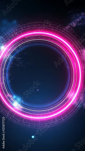 circle tech round technology neon light hole ai generated vertical video concept