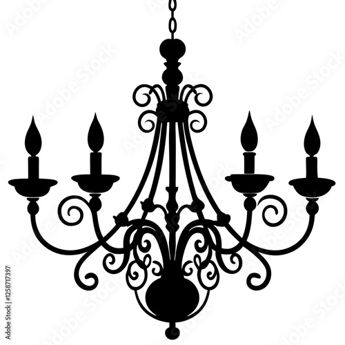  Chandelier featuring inward curving light arms silhouette vector illustration 