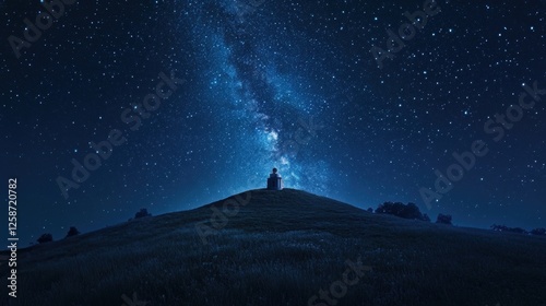 Hilltop Observatory Underneath A Starry Night Sky