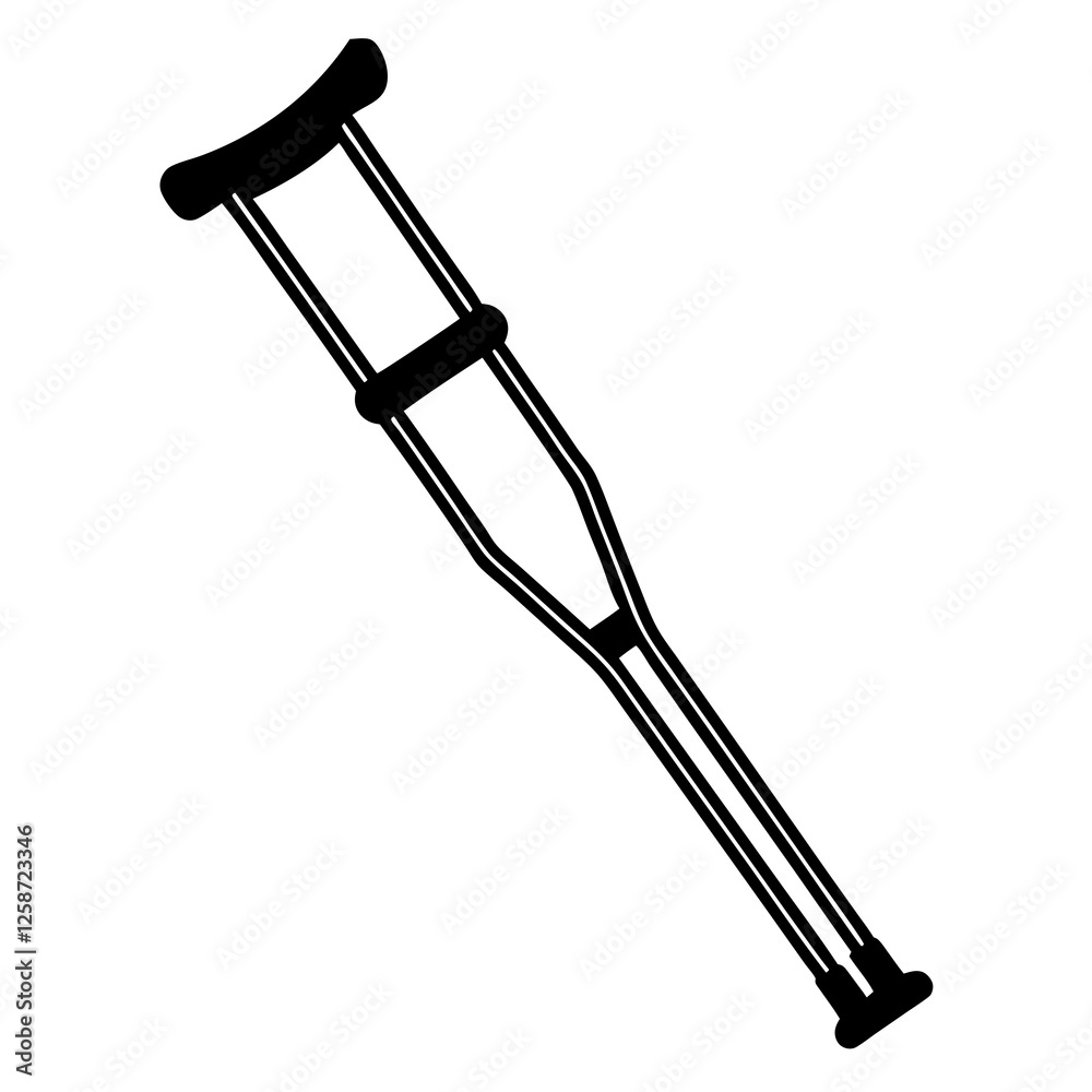 Crutch silhouette vector illustration Crutch silhouette vector illustration