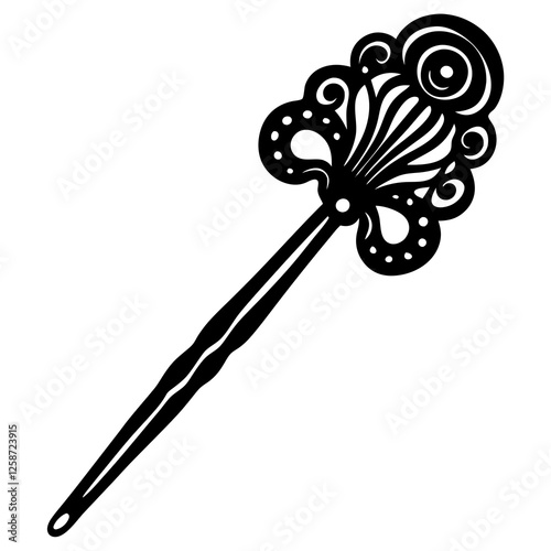 Hairpin featuring a softly dipped decorative eleme  silhouette vector illustration 