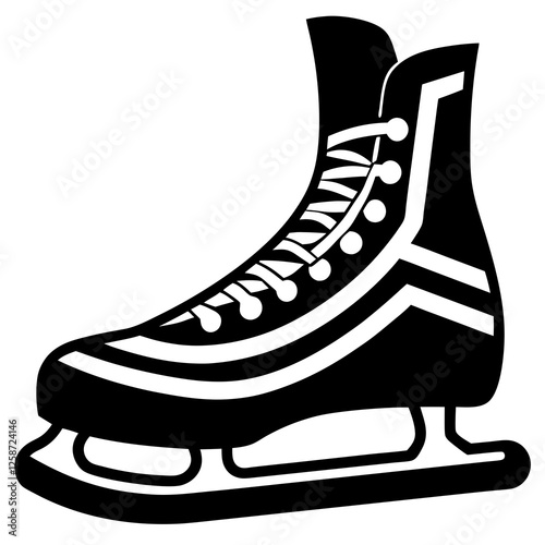 Ice hockey skate with a blade silhouette vector illustration 