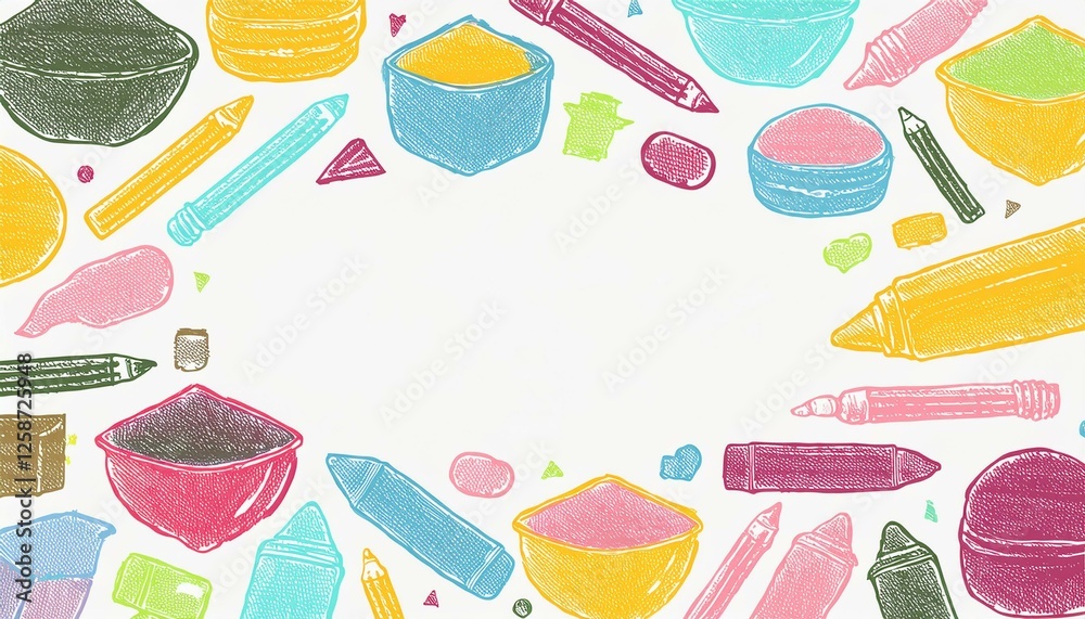 Naklejka premium Crayon frame pastel chalk background cute bubble handwriting japan speech set. Pastel crayon frame background chalk title comic box pencil element color. perfect any project.