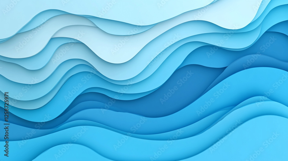 Obraz premium Smooth blue wave isolate on light blue background. Vibrant eggshell blue wave abstract design, light and airy, isolated on a white backdrop